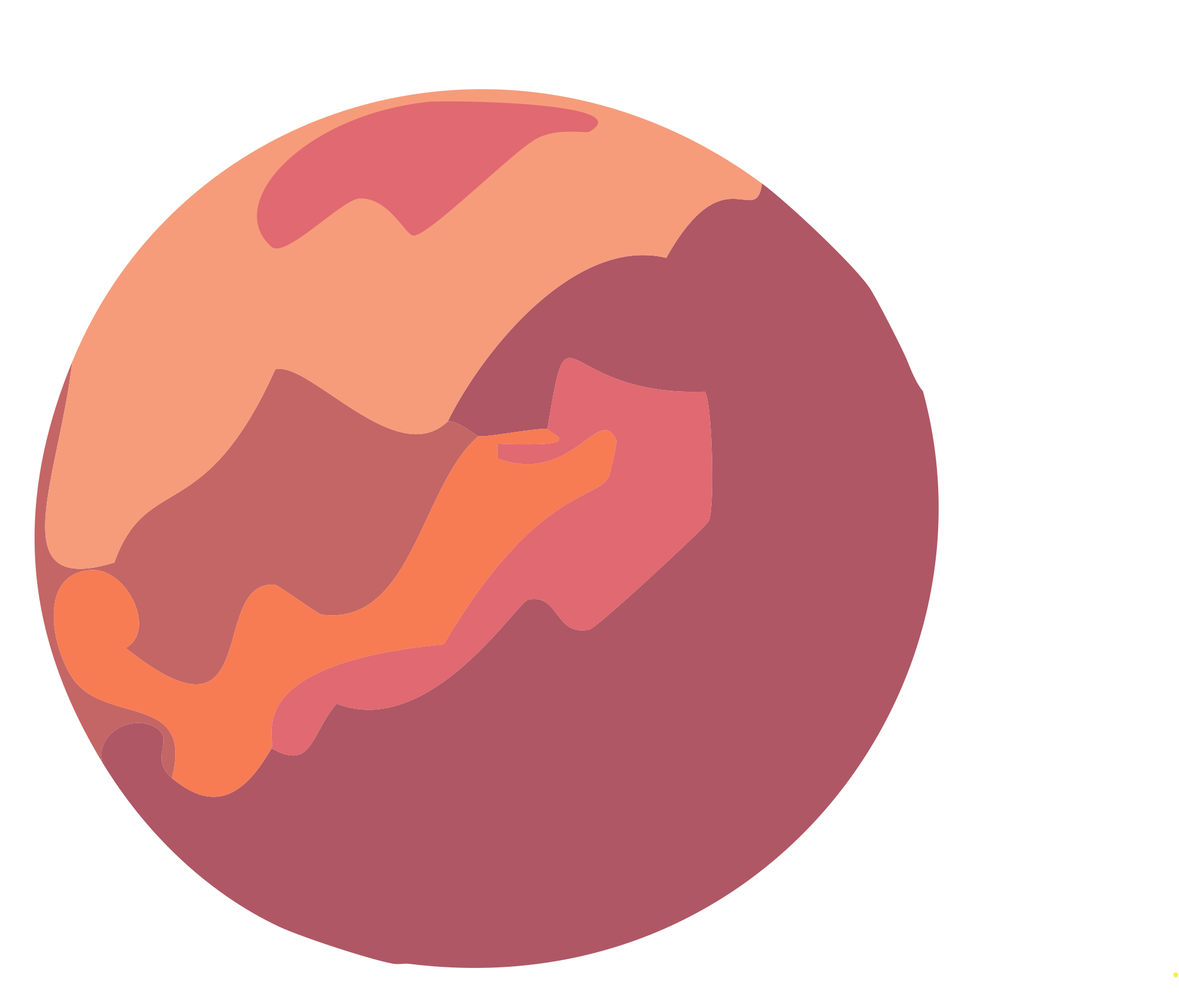 flesh/pink colored planet